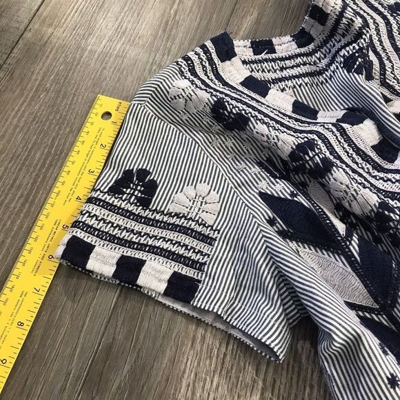 Womens Pullover Tunic Embroidered Gray Blue/Black Shirt Blouse See Measurements - Picture 11 of 12